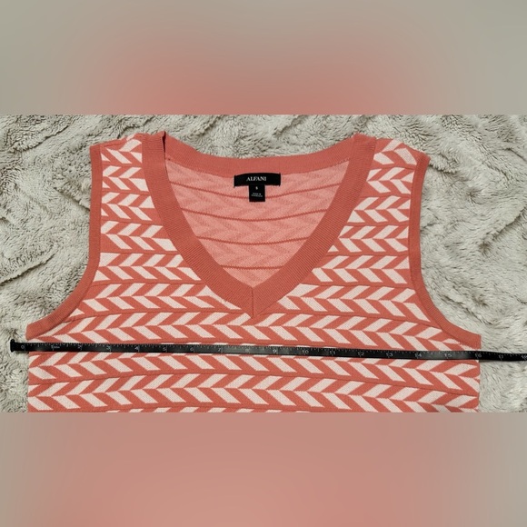 Alfani Coral Chevron Herringbone Pullover Knit Top - Picture 5 of 10